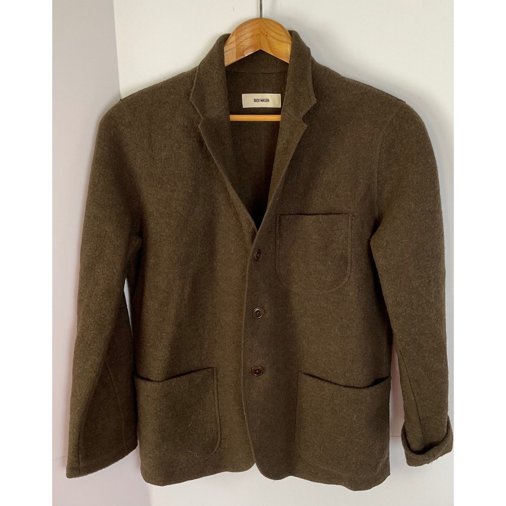Buck Mason Mens Felted Wool Chore Coat Blazer Brown Large
